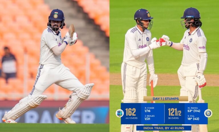 Siraj’s Fiery Spell, Rahul’s Fifty Put India in Command on Day 1 Against West Indies