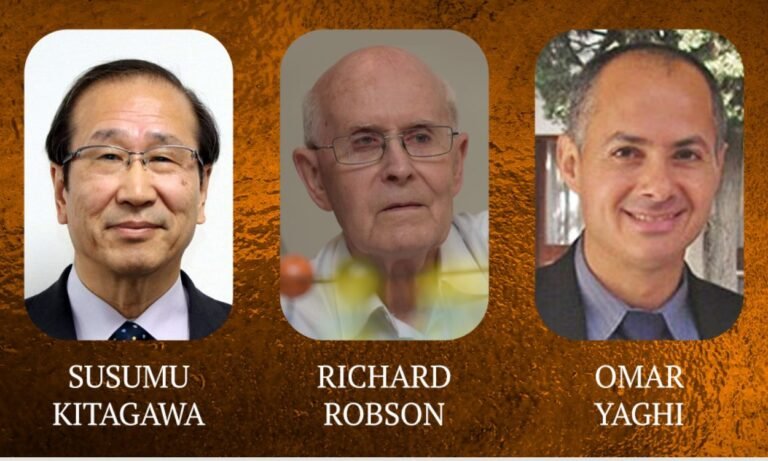 The 2025 Nobel Prize in Chemistry is awarded to Susumu Kitagawa, Richard Robson, and Omar Yaghi “for the development of metal-organic frameworks.” The new laureates are announced on Wednesday, October 8.