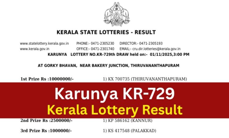 Kerala Lottery Result Karunya KR-729