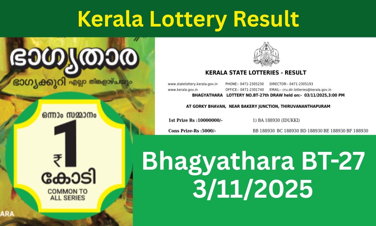 Kerala lottery Bhagyathara BT-27 result