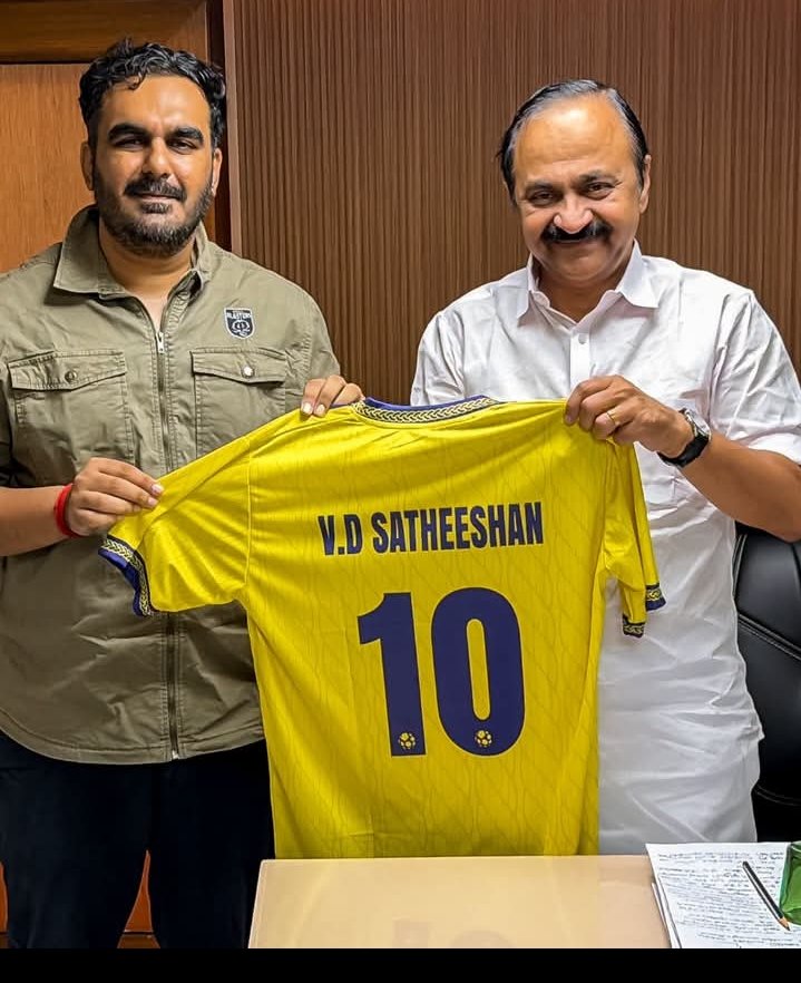 Kerala Blasters CEO Meets CM V.D. Satheesan Ahead of New Season; Presents Club Jersey